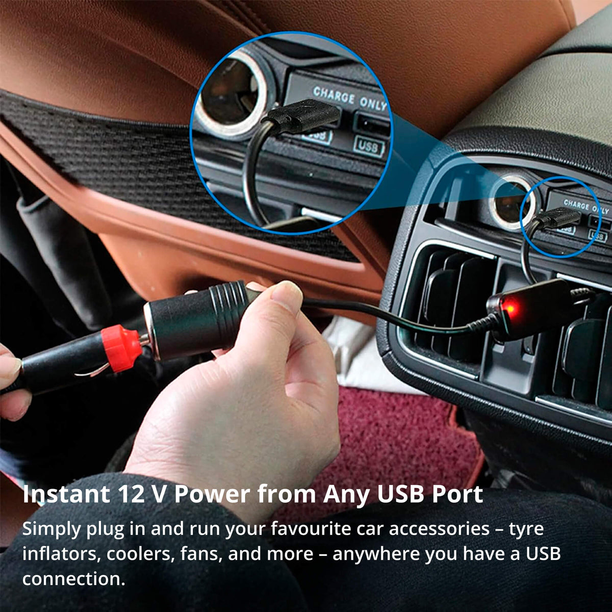 Adaptér z USB-A na 12V zásuvku zapalovače — měnič napájení - Desfino