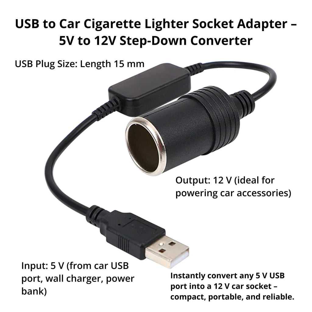 Adaptér z USB-A na 12V zásuvku zapalovače — měnič napájení - Desfino