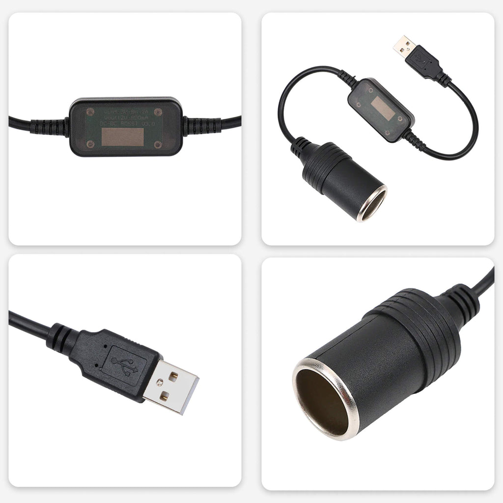 Adaptér z USB-A na 12V zásuvku zapalovače — měnič napájení - Desfino
