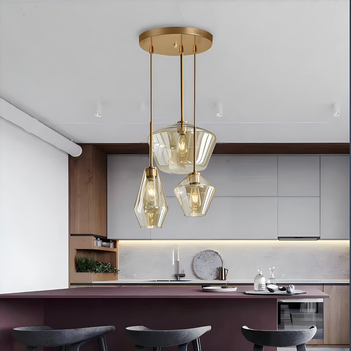 Hailie Clear Glass Pendant Light for Kitchen | Desfino