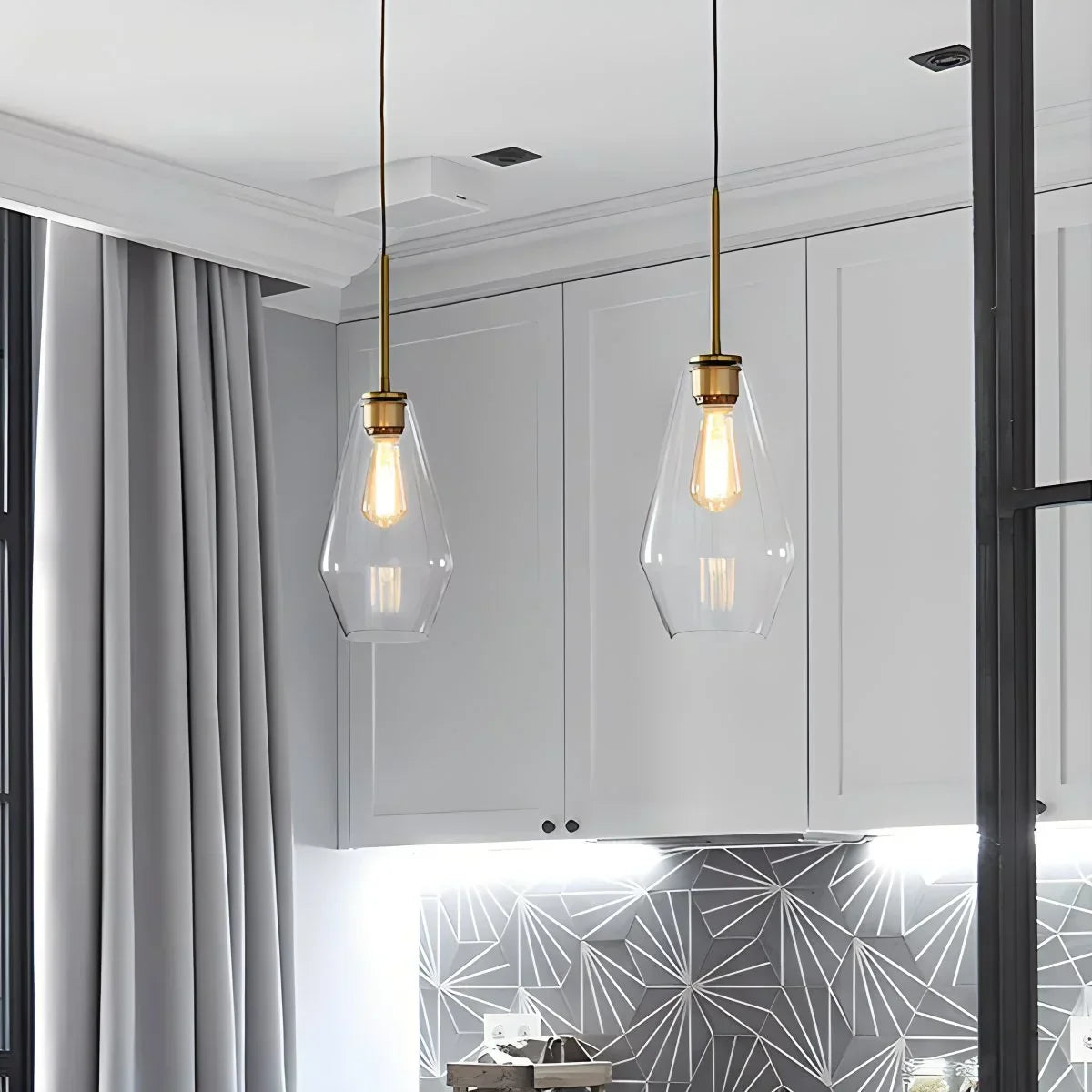 Hailie Clear Glass Pendant Light for Kitchen | Desfino