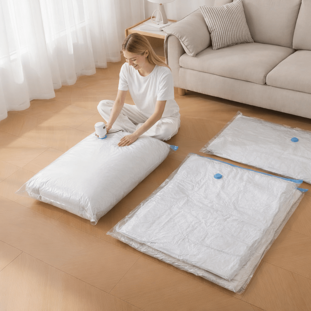 Pungi de depozitare cu compresie în vid, fără pompă — Design care economisește spațiu - Desfino