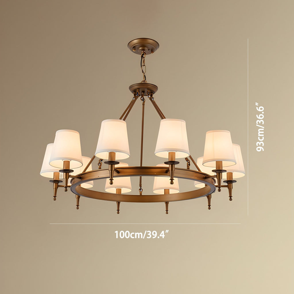 Vintage-Kronleuchter aus Metall und Stoff mit ringförmigem Design | Desfino