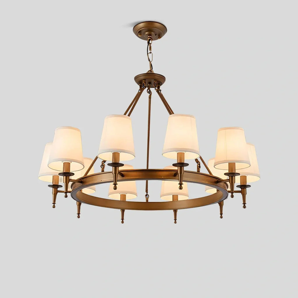 Vintage-Kronleuchter aus Metall und Stoff mit ringförmigem Design | Desfino