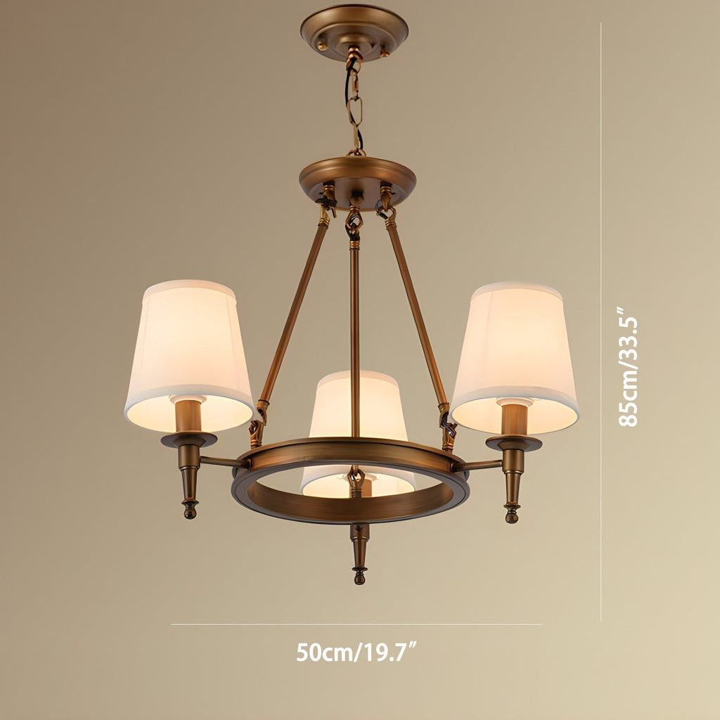 Vintage-Kronleuchter aus Metall und Stoff mit ringförmigem Design | Desfino