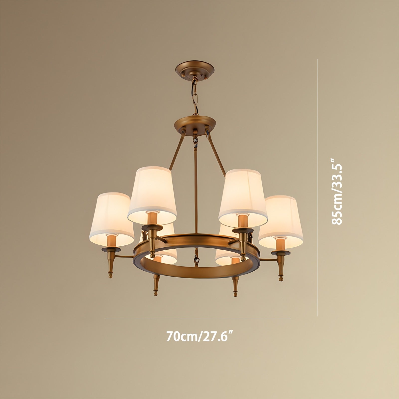 Vintage-Kronleuchter aus Metall und Stoff mit ringförmigem Design | Desfino