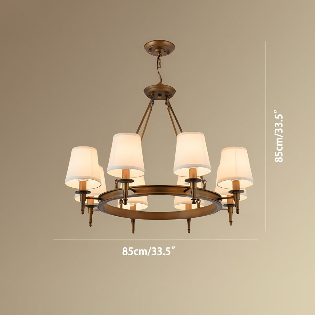 Vintage-Kronleuchter aus Metall und Stoff mit ringförmigem Design | Desfino