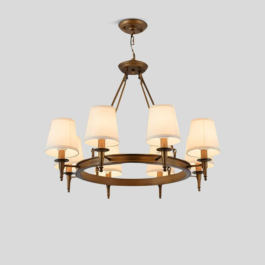Vintage-Kronleuchter aus Metall und Stoff mit ringförmigem Design | Desfino