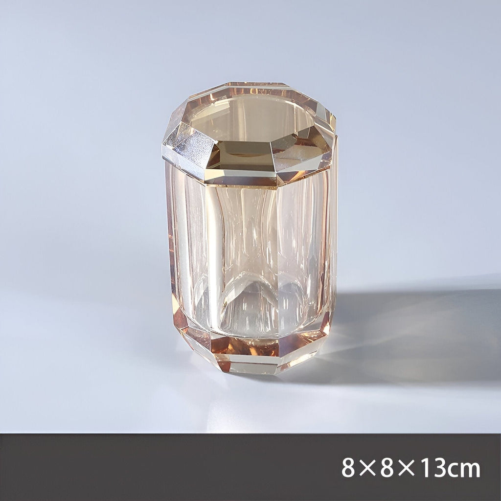 LumaGlass krystalglas-badesæt — dispenser, holder og krukker - Desfino