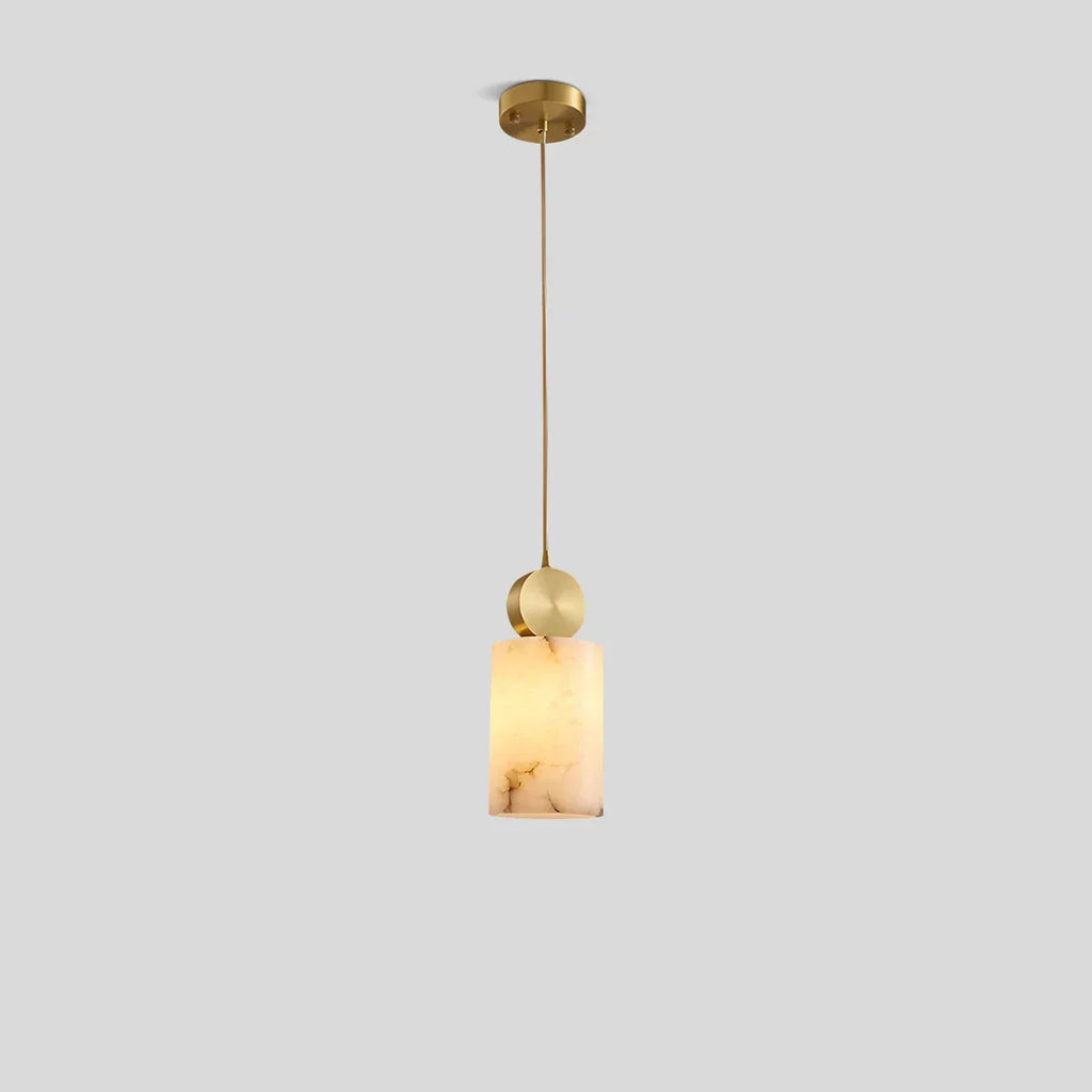 All Copper Geometric Spanish Alabaster Pendant Light | Desfino