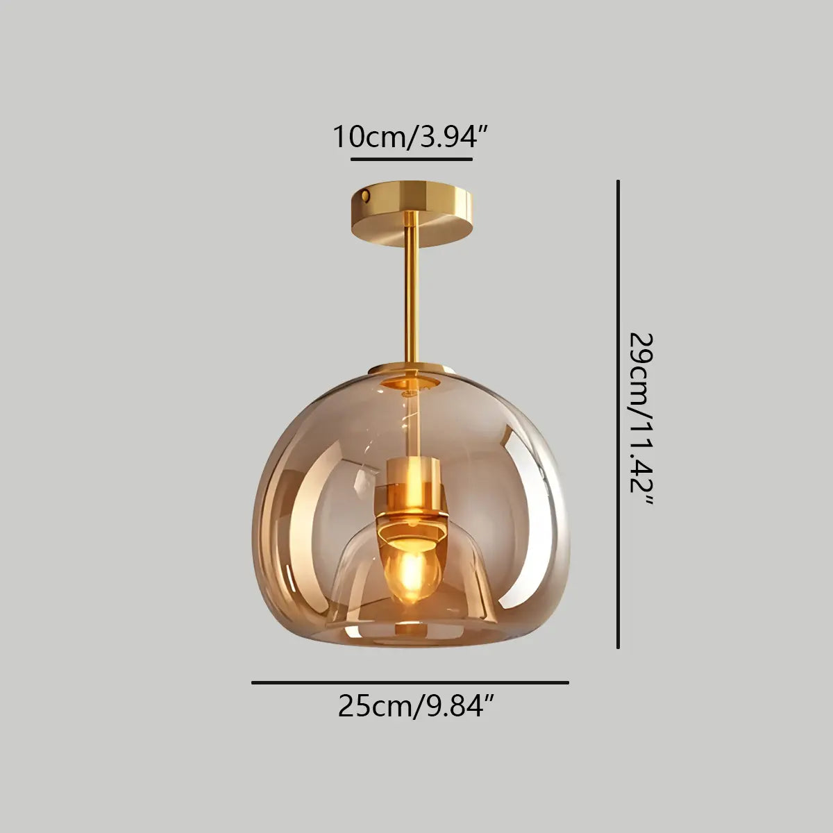 Vintage Glass Semi-Flush Ceiling Light for Entryway | Desfino