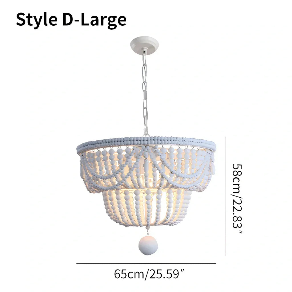 Retro Wooden Bead Chandelier for Dining Room | Desfino