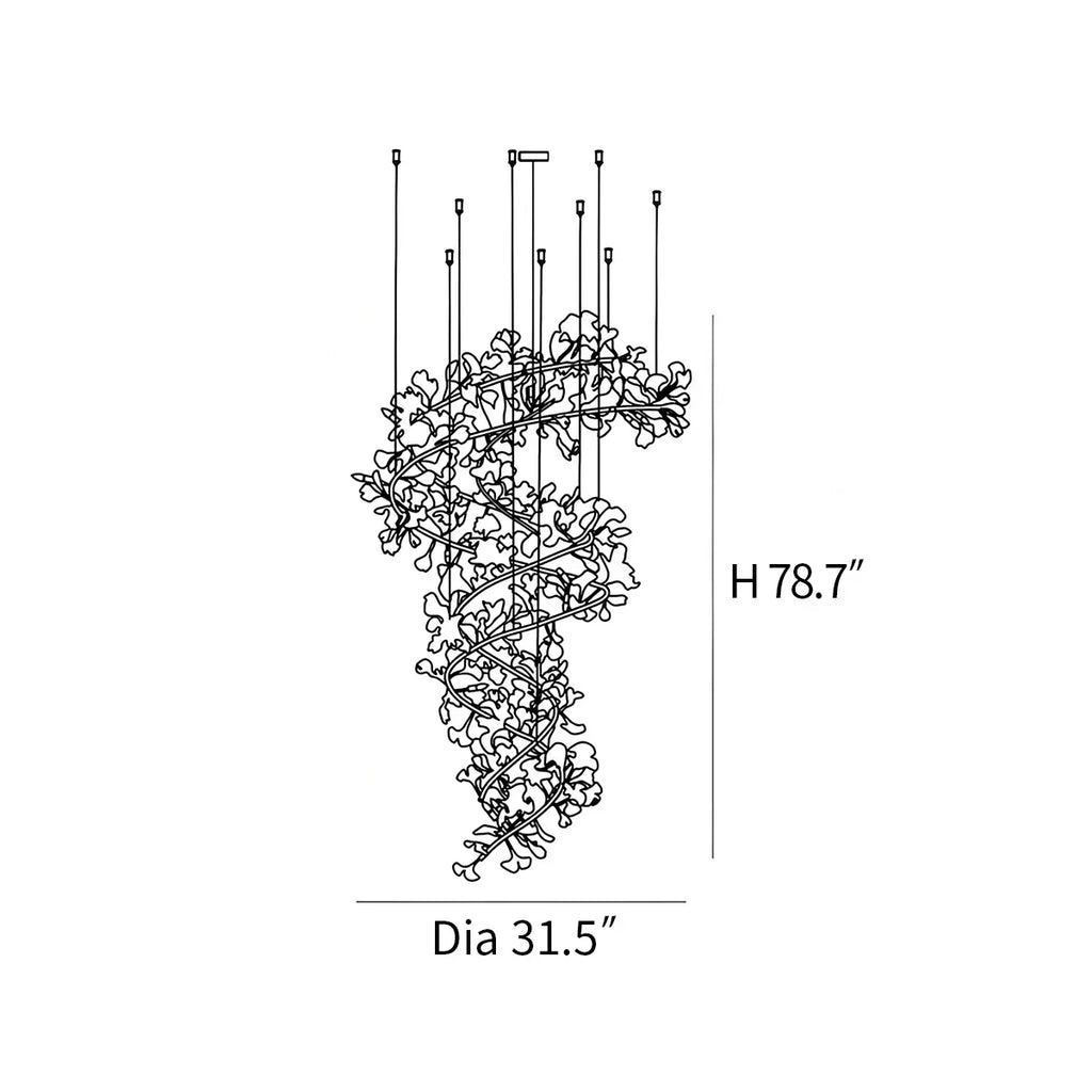 Ginkgo Chandelier Q for High Ceiling | Desfino