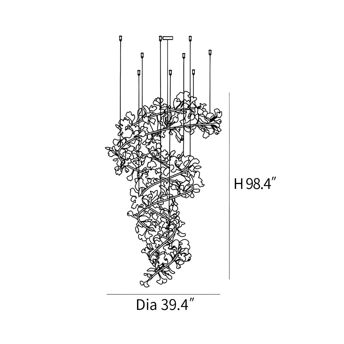 Ginkgo Chandelier Q for High Ceiling | Desfino