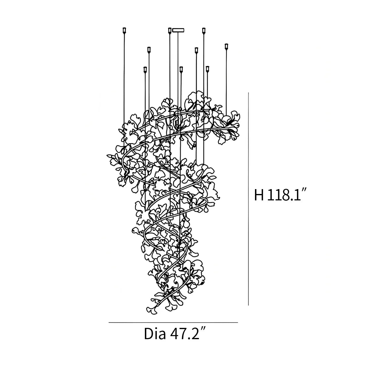 Ginkgo Chandelier Q for High Ceiling | Desfino