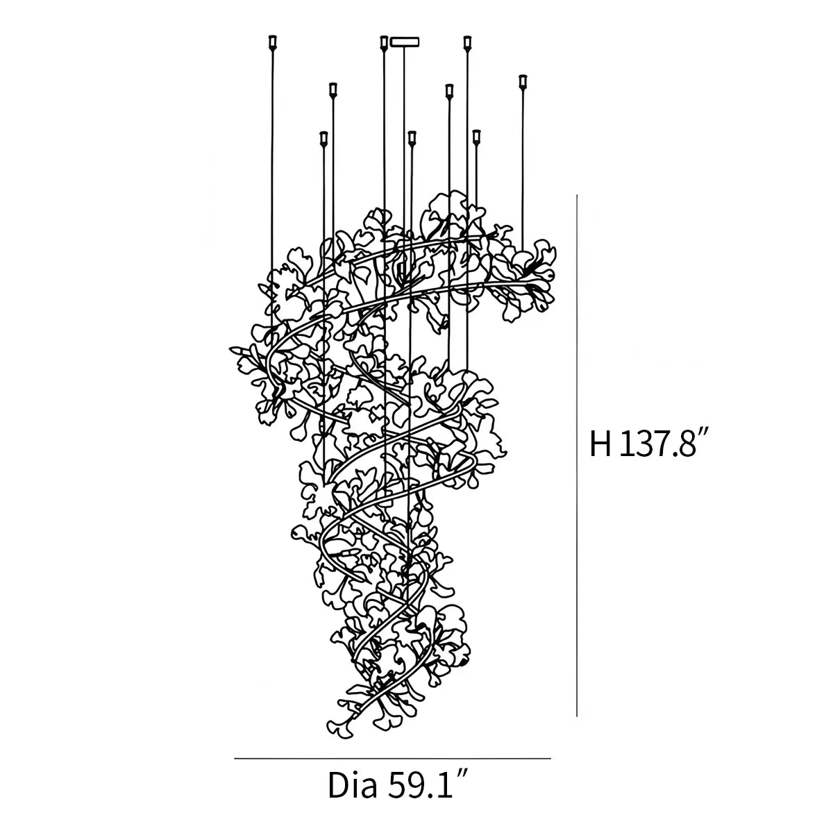 Ginkgo Chandelier Q for High Ceiling | Desfino