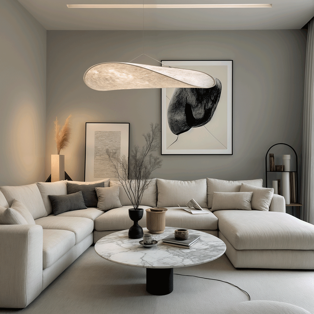 Lyra Silk Leaf -LED-riippuvalaisin — pohjoismainen hehkuva kattokruunu - Desfino