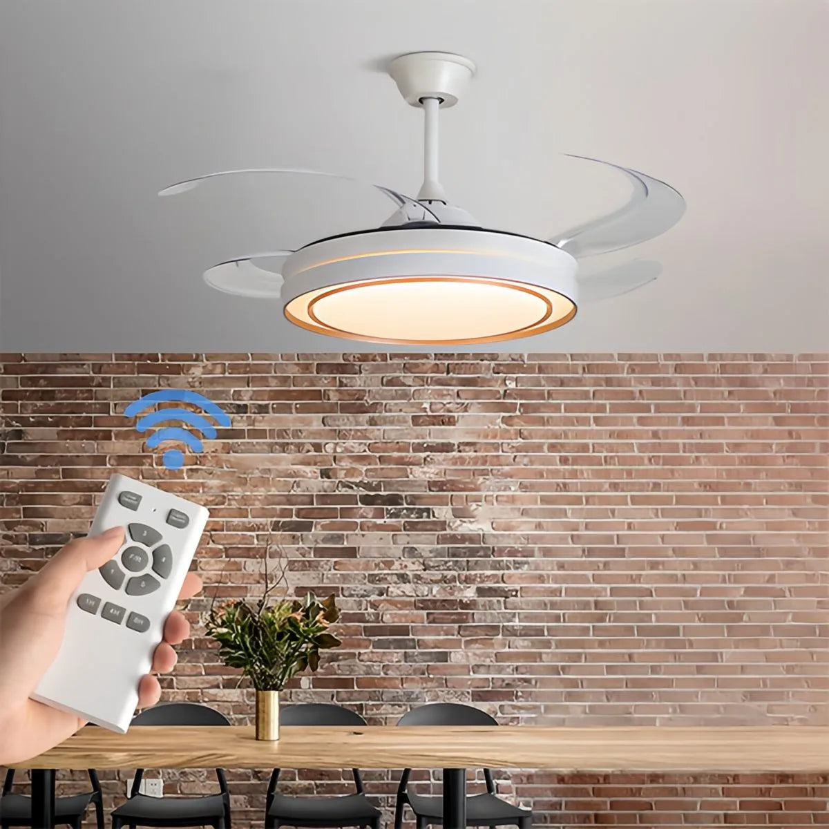 Modern Round Ceiling Fan Light with Remote Control | Desfino