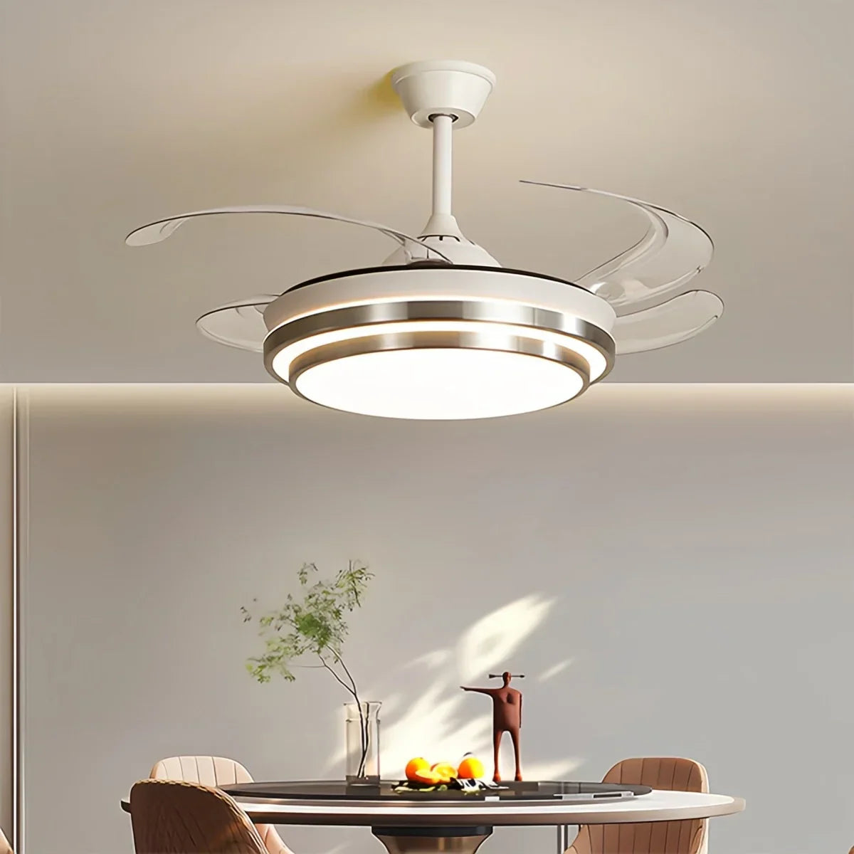 Moderner weißer Deckenventilator mit Licht | Desfino