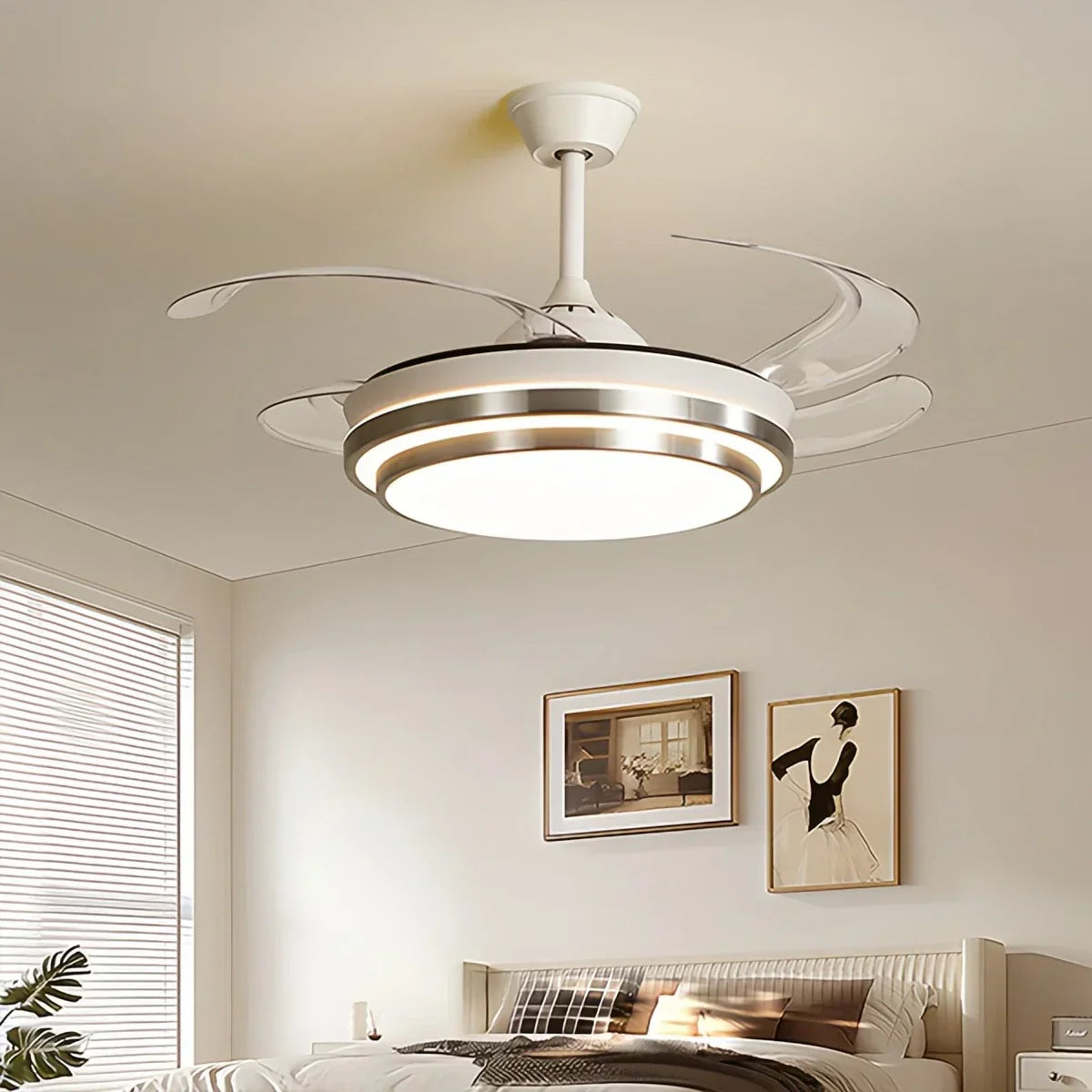 Moderner weißer Deckenventilator mit Licht | Desfino