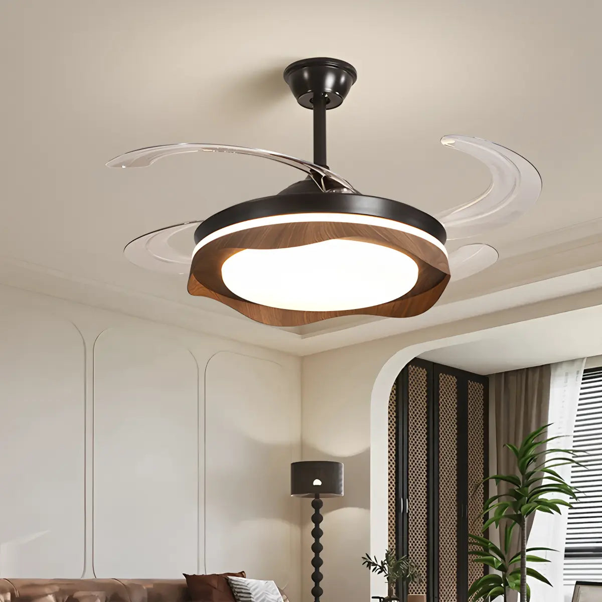 Retractable Blade Ceiling Fan with Light | Desfino