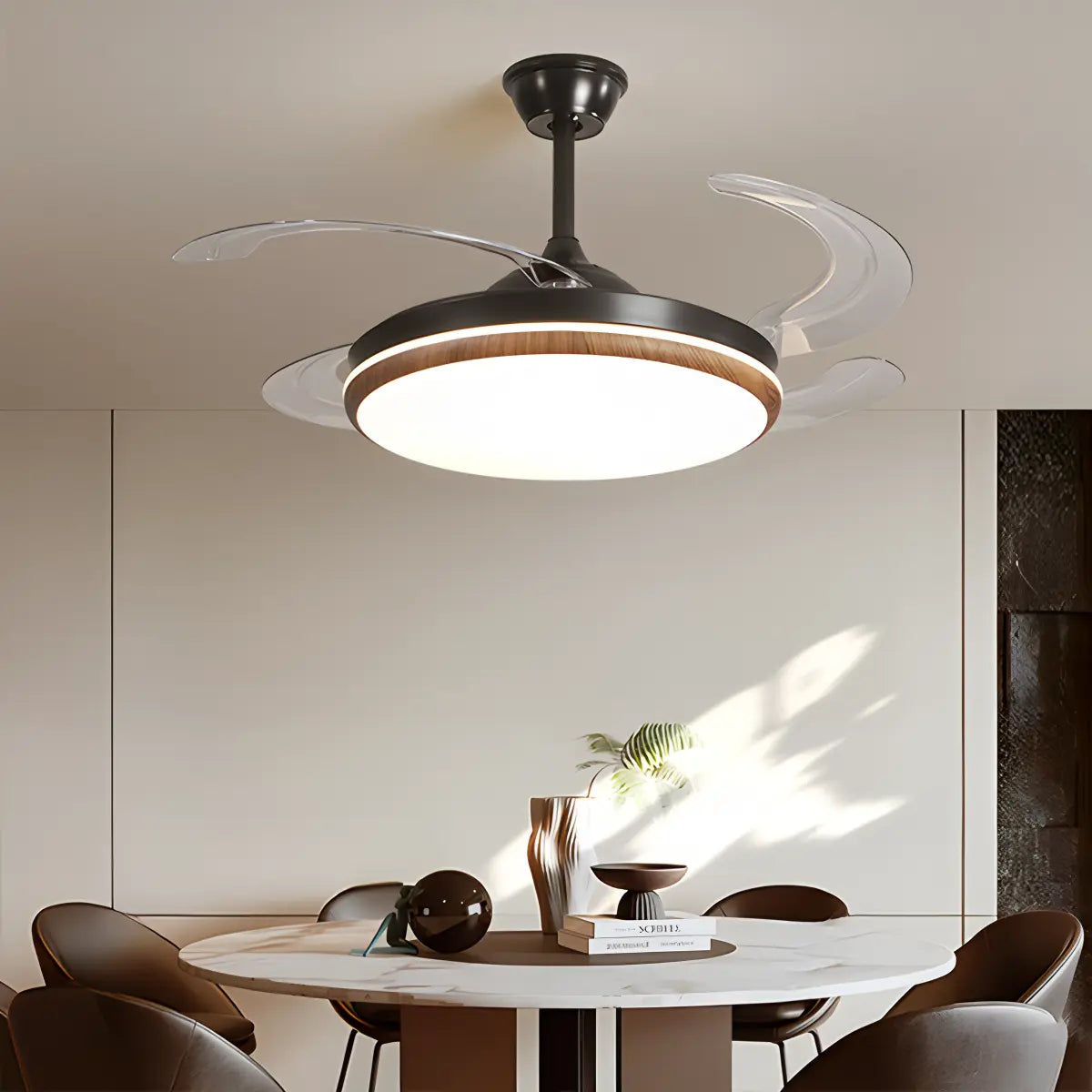 Retractable Blade Ceiling Fan with Light | Desfino