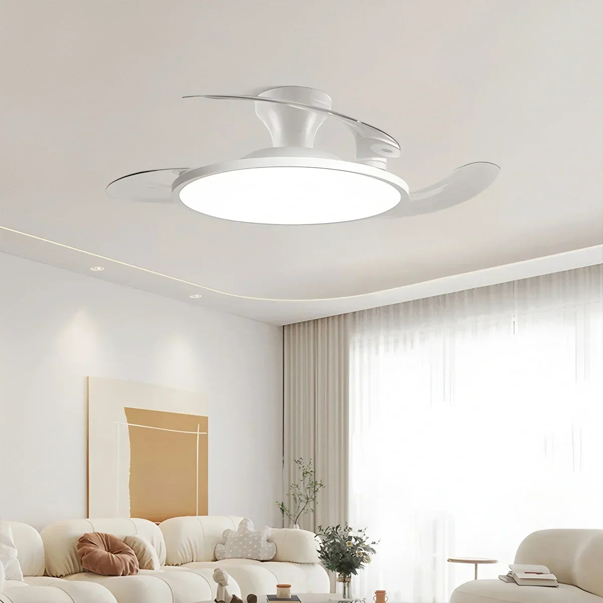 Silent Remote Control White Ceiling Fan Light | Desfino