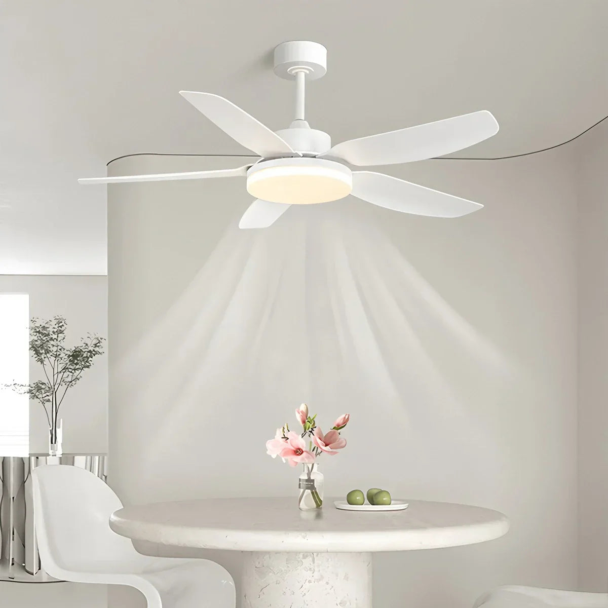 Weiße Deckenventilatorleuchte mit Fernbedienung | Desfino