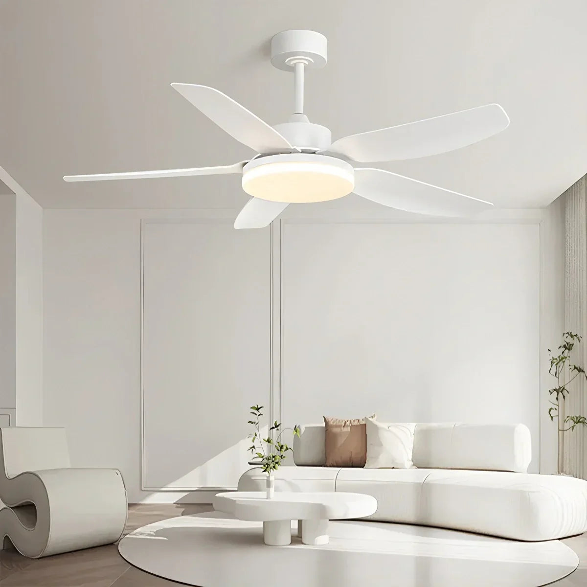 Weiße Deckenventilatorleuchte mit Fernbedienung | Desfino