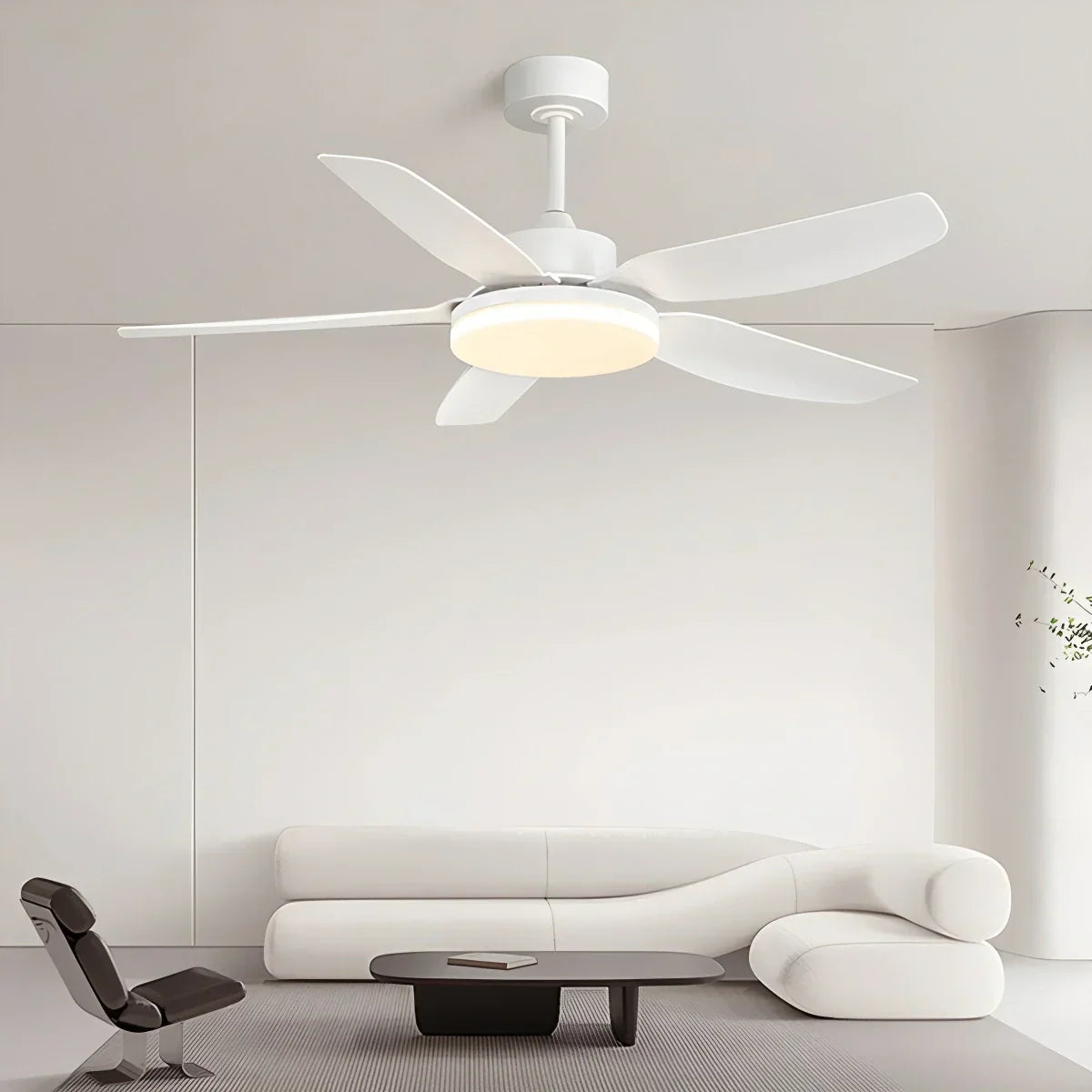 Weiße Deckenventilatorleuchte mit Fernbedienung | Desfino