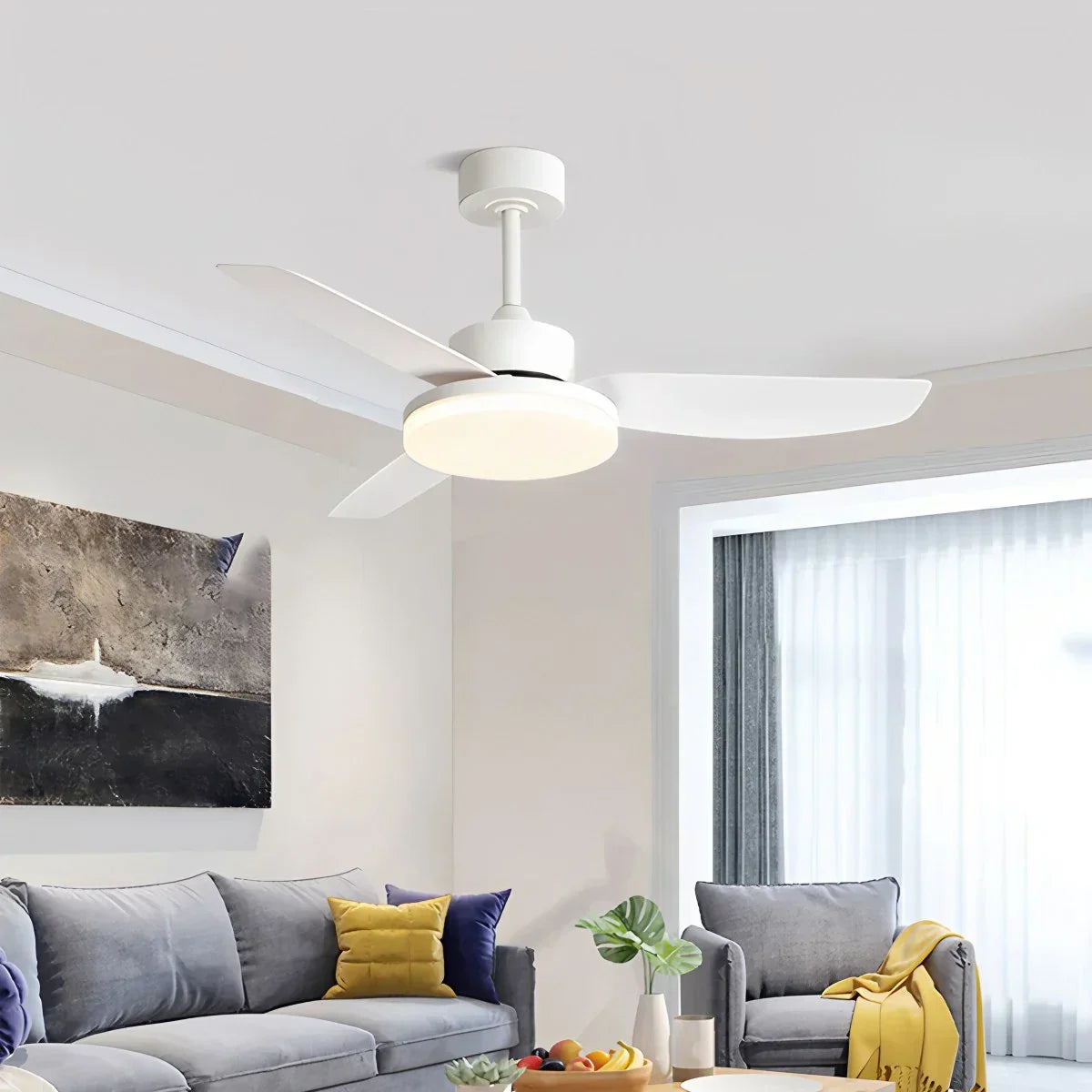 White Remote Control Ceiling Fan Light | Desfino