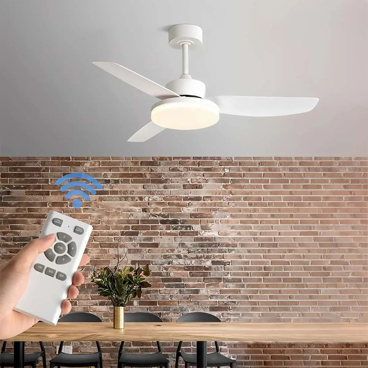 Weiße Deckenventilatorleuchte mit Fernbedienung | Desfino