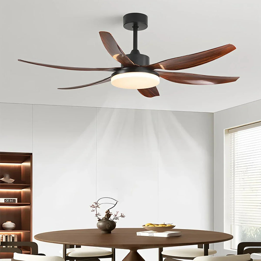 Nordischer LED-Deckenventilator mit 6 Flügeln und Licht | Desfino