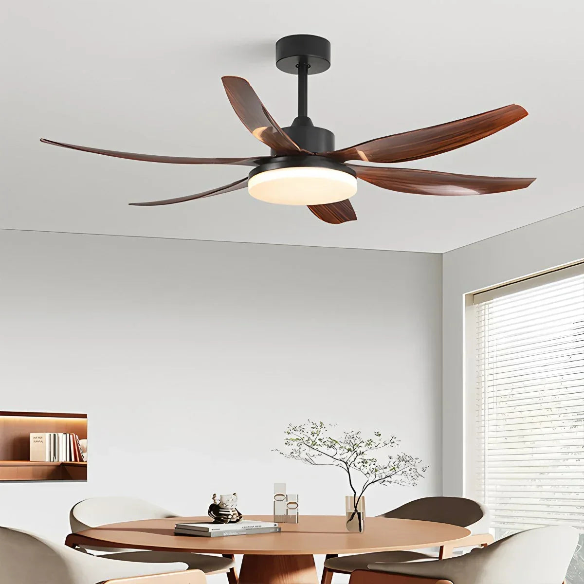 Nordischer LED-Deckenventilator mit 6 Flügeln und Licht | Desfino