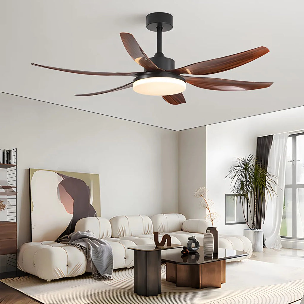Nordischer LED-Deckenventilator mit 6 Flügeln und Licht | Desfino