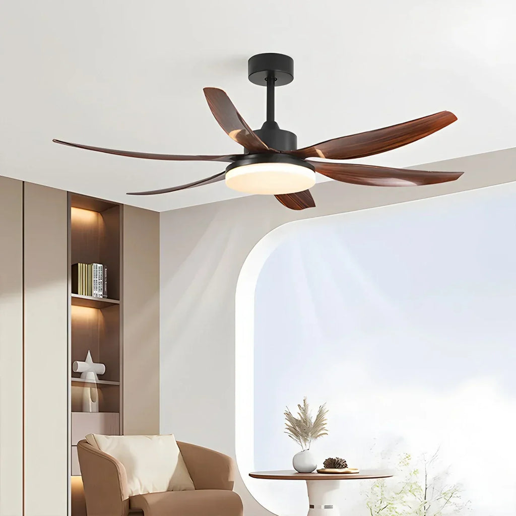 Nordischer LED-Deckenventilator mit 6 Flügeln und Licht | Desfino