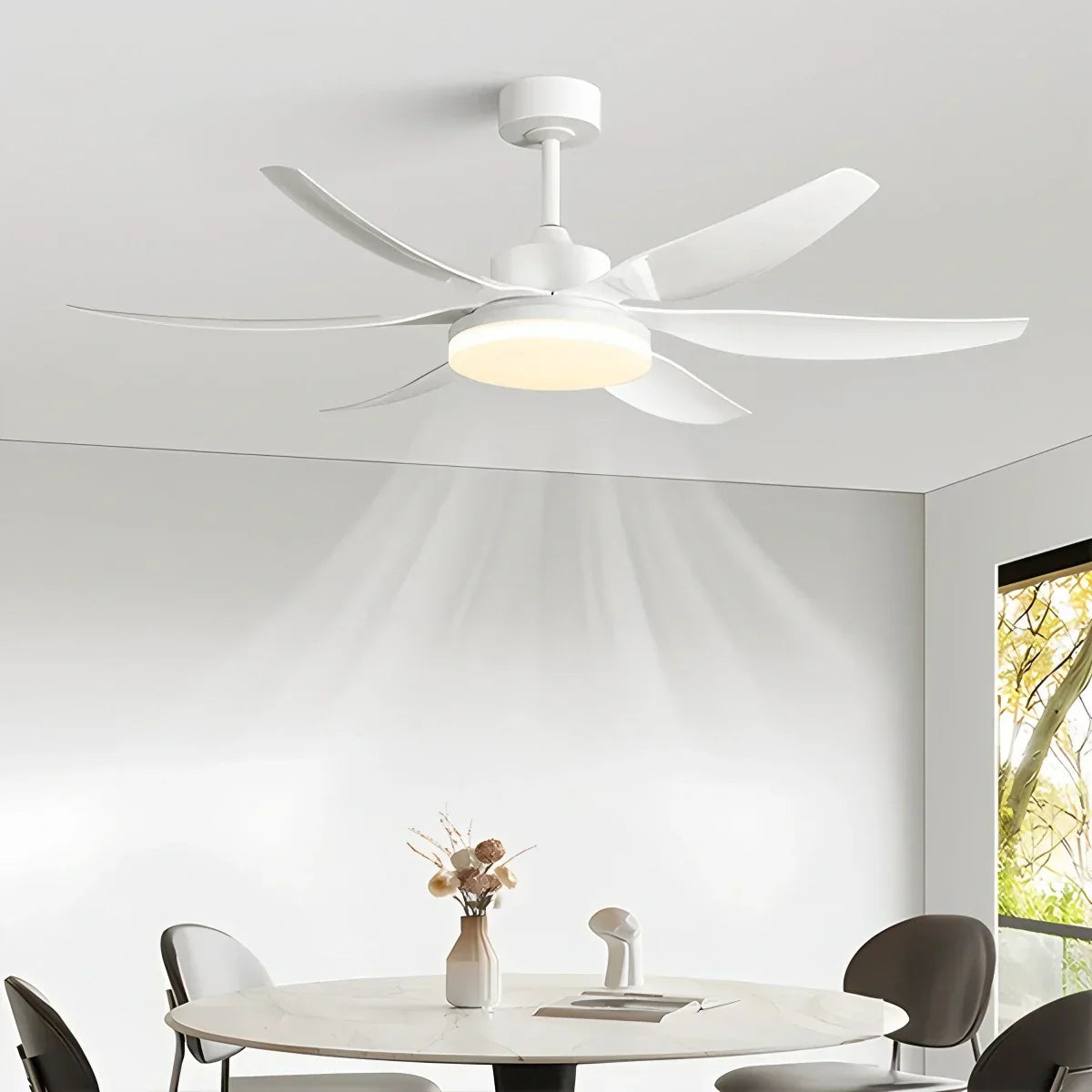 Nordischer LED-Deckenventilator mit 6 Flügeln und Licht | Desfino