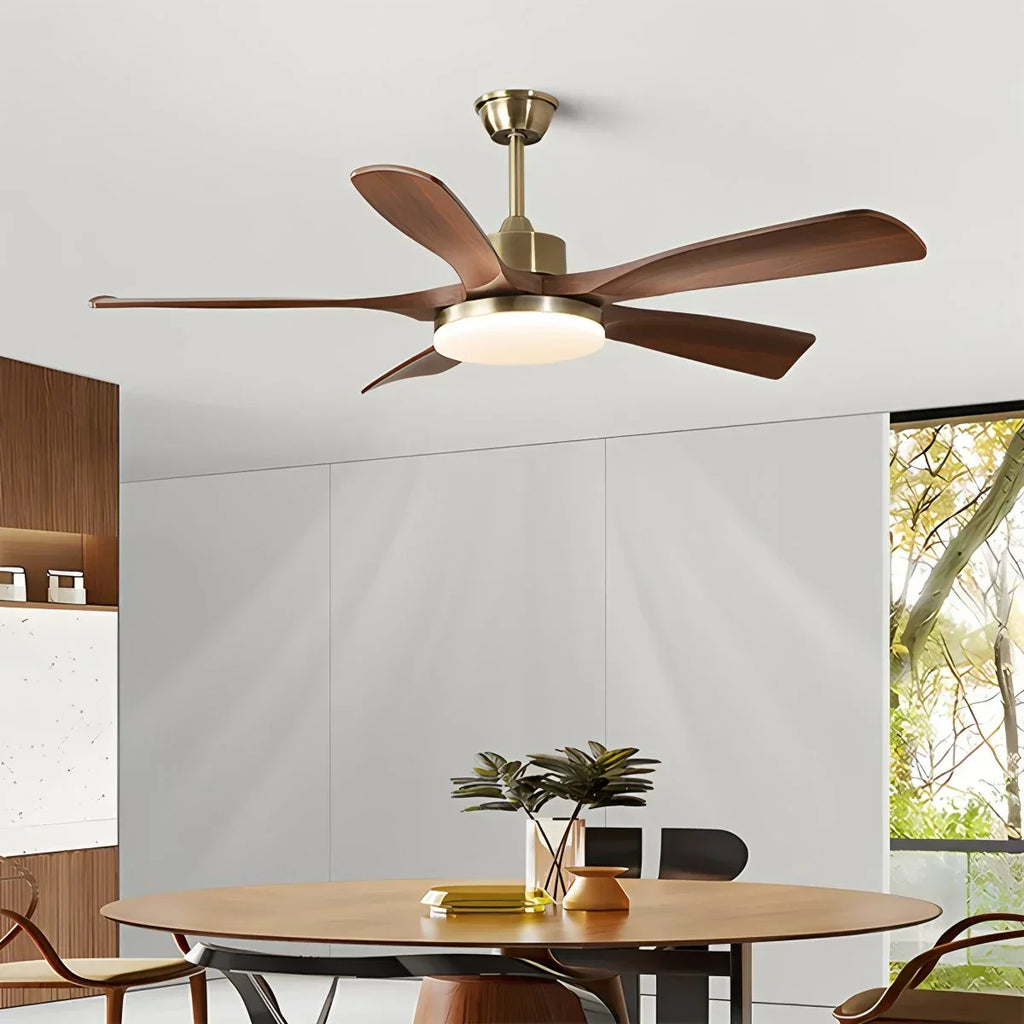 Moderner Deckenventilator mit 5 Flügeln, Licht und Fernbedienung | Desfino