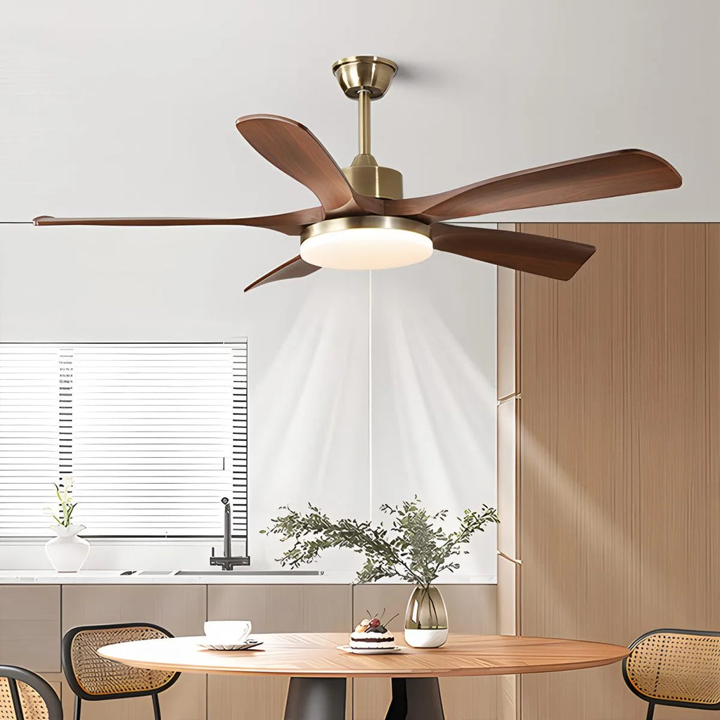 Moderner Deckenventilator mit 5 Flügeln, Licht und Fernbedienung | Desfino