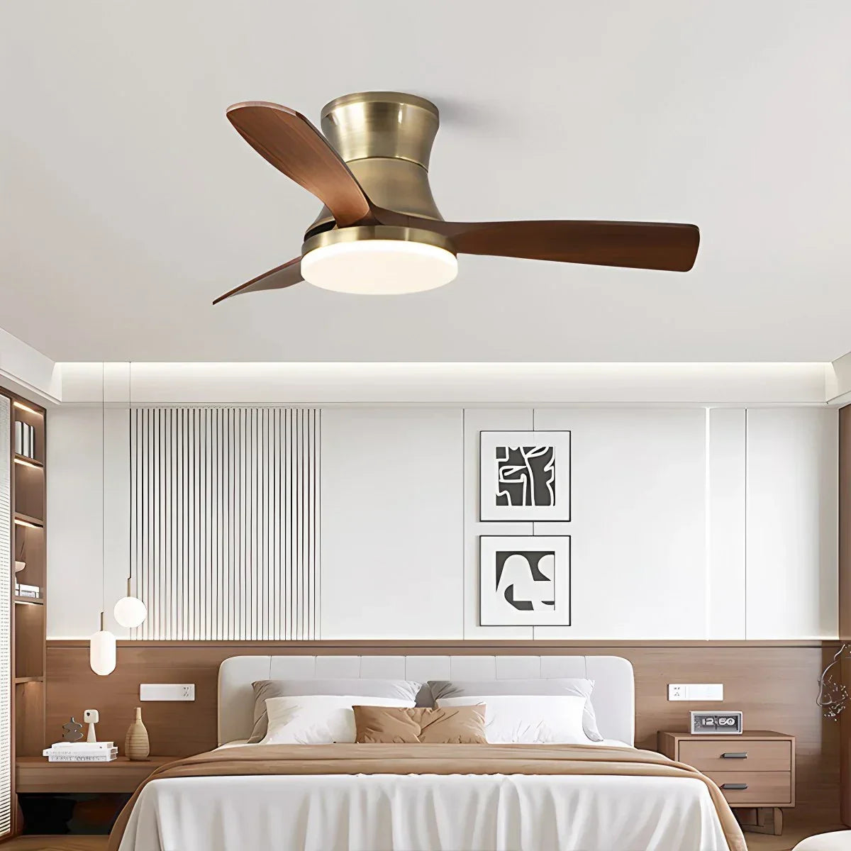 Moderner Deckenventilator mit 5 Flügeln, Licht und Fernbedienung | Desfino