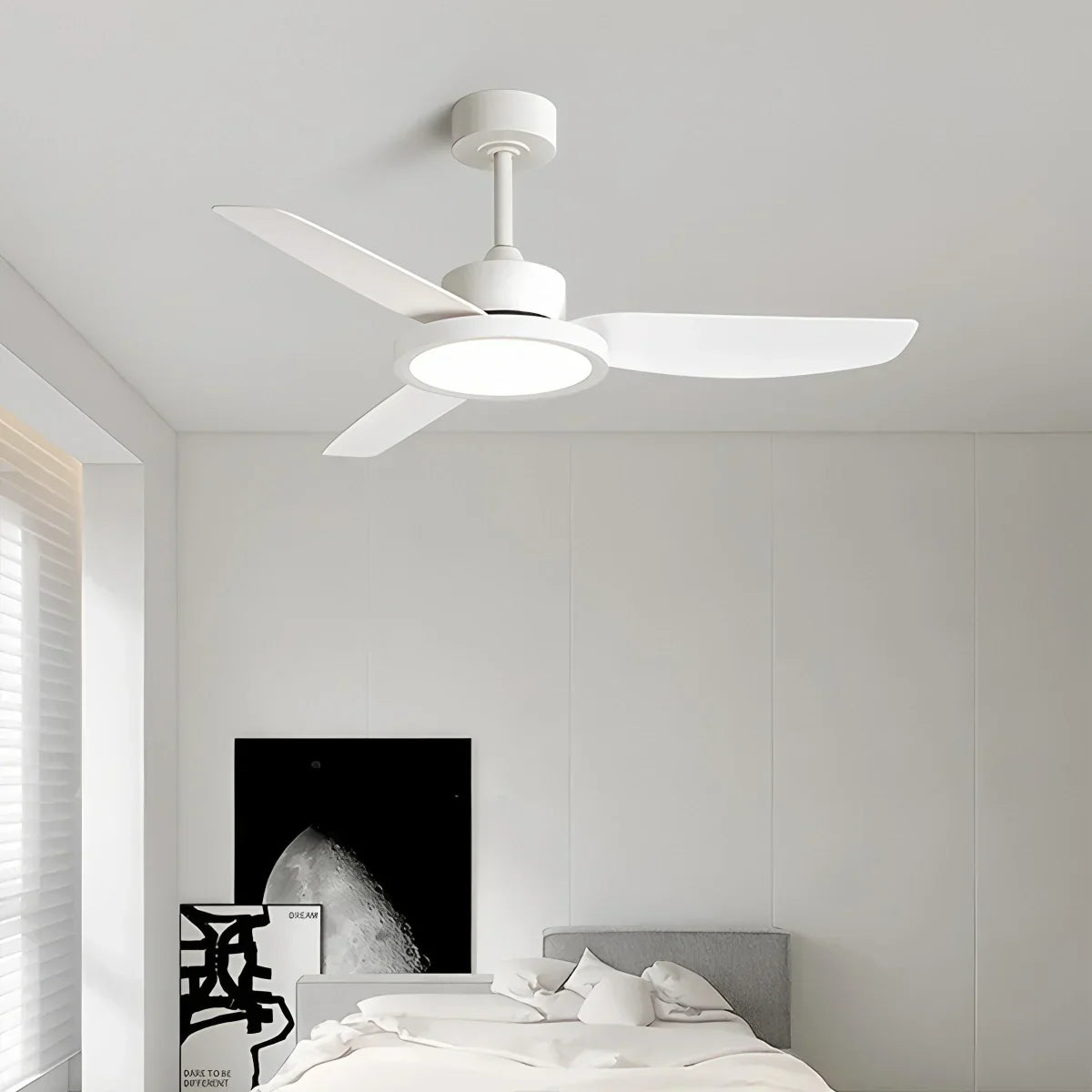 Modern White Ceiling Fans with Lights and Remote | Desfino