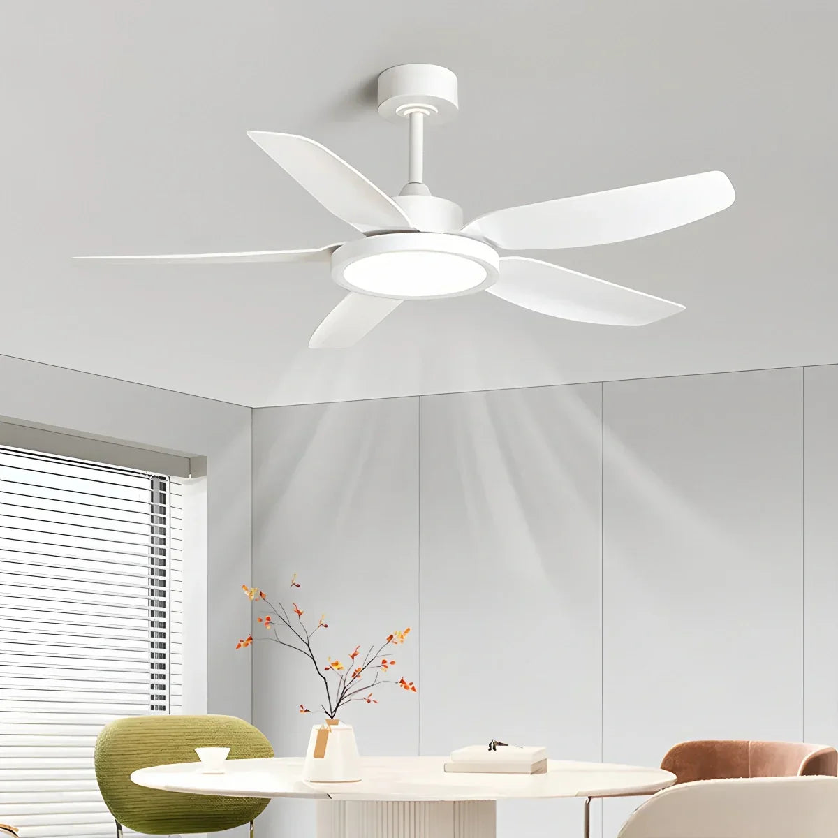 Modern White Ceiling Fans with Lights and Remote | Desfino