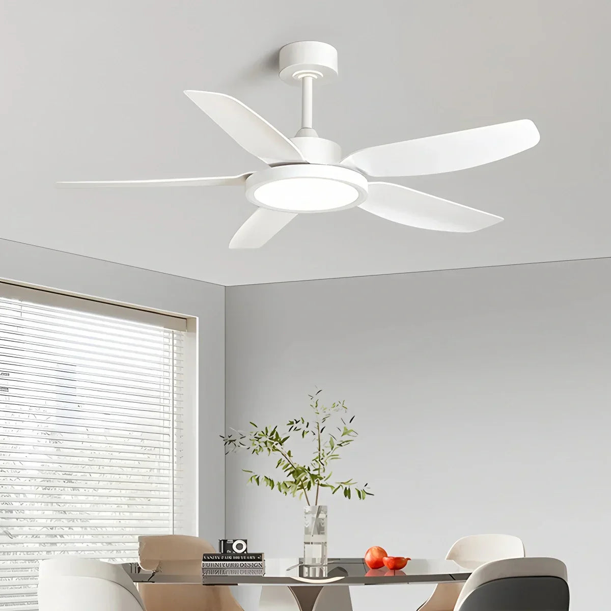 Modern White Ceiling Fans with Lights and Remote | Desfino