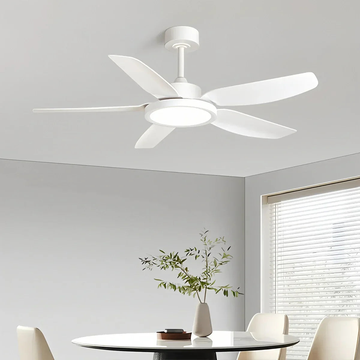 Modern White Ceiling Fans with Lights and Remote | Desfino