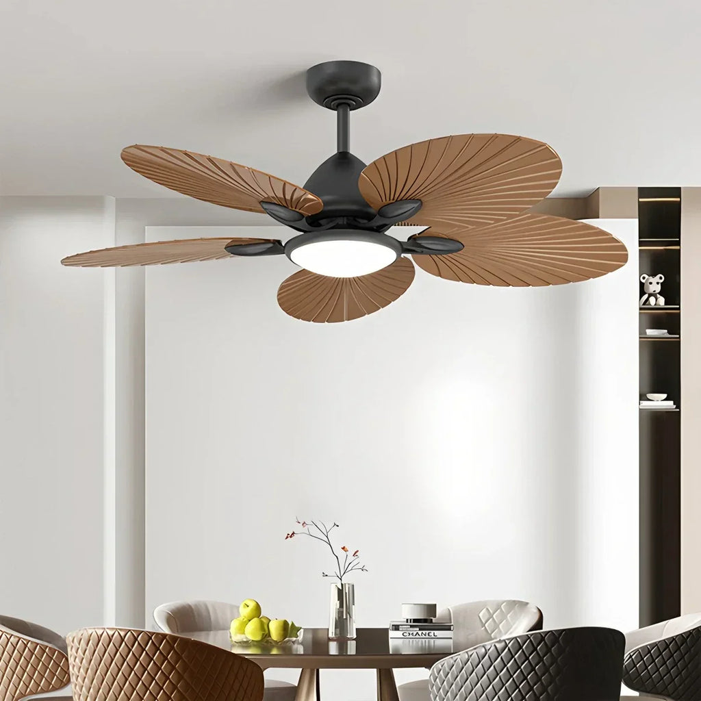 Deckenventilator mit 5 Palmenblatt-Flügeln und Licht | Desfino