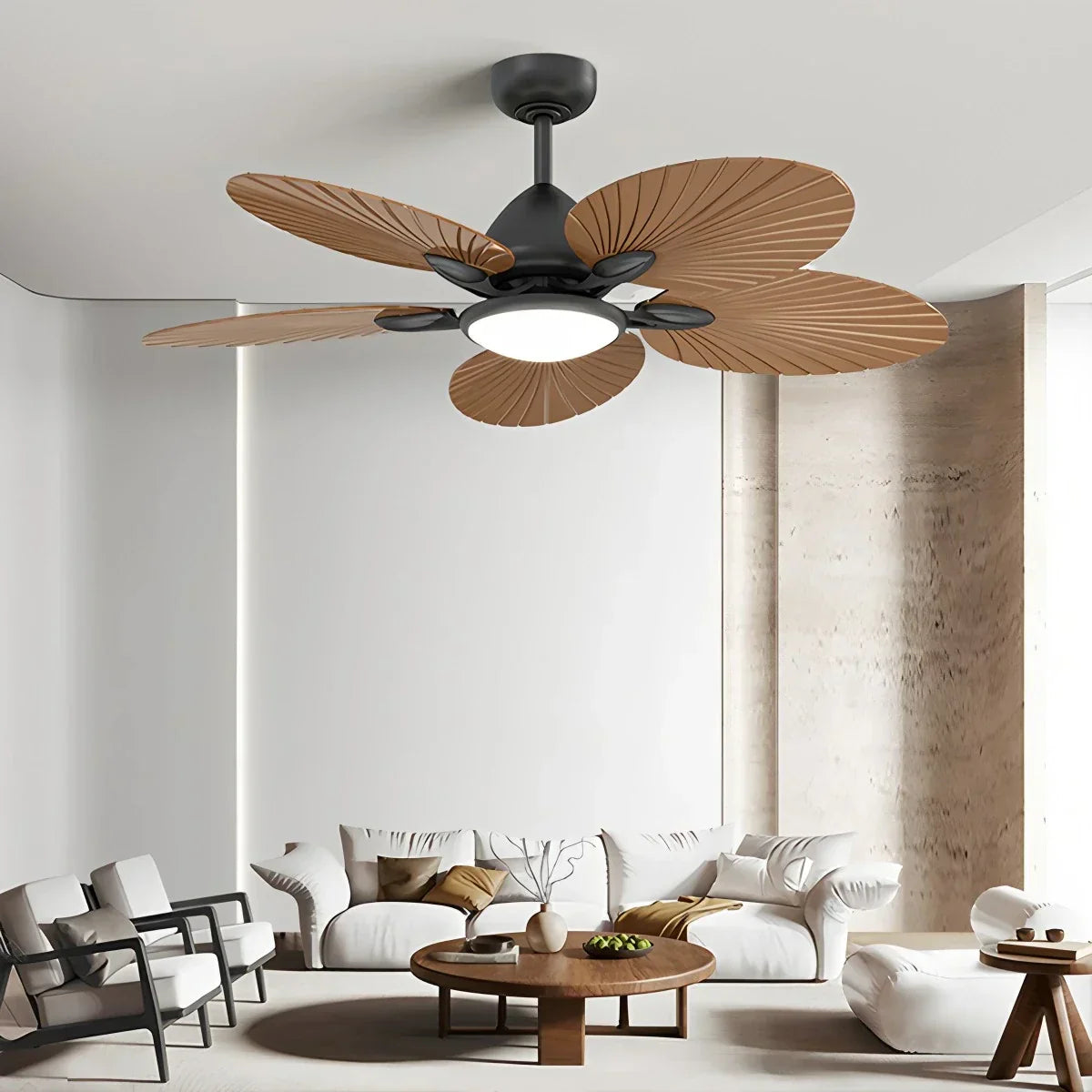 Deckenventilator mit 5 Palmenblatt-Flügeln und Licht | Desfino