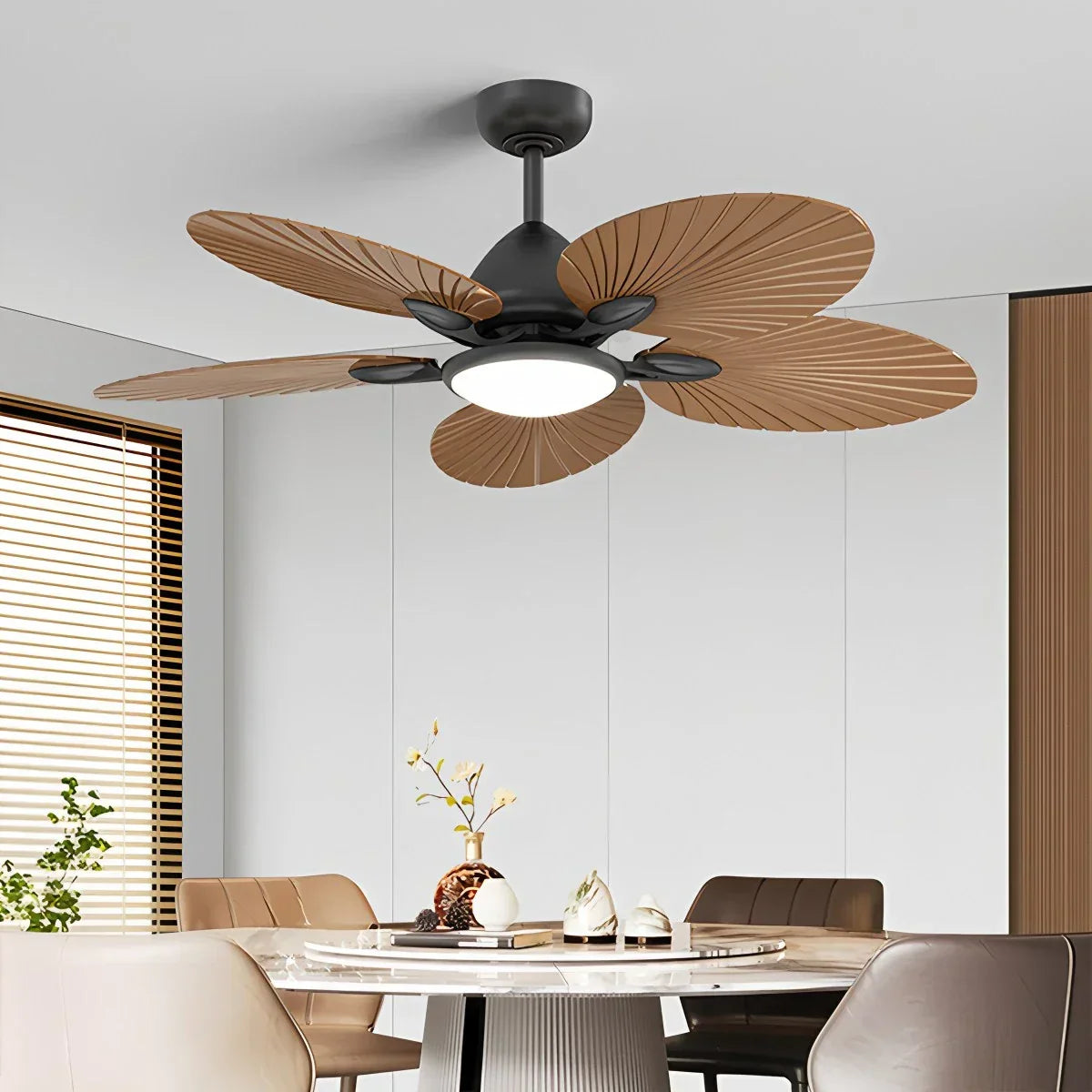 Deckenventilator mit 5 Palmenblatt-Flügeln und Licht | Desfino