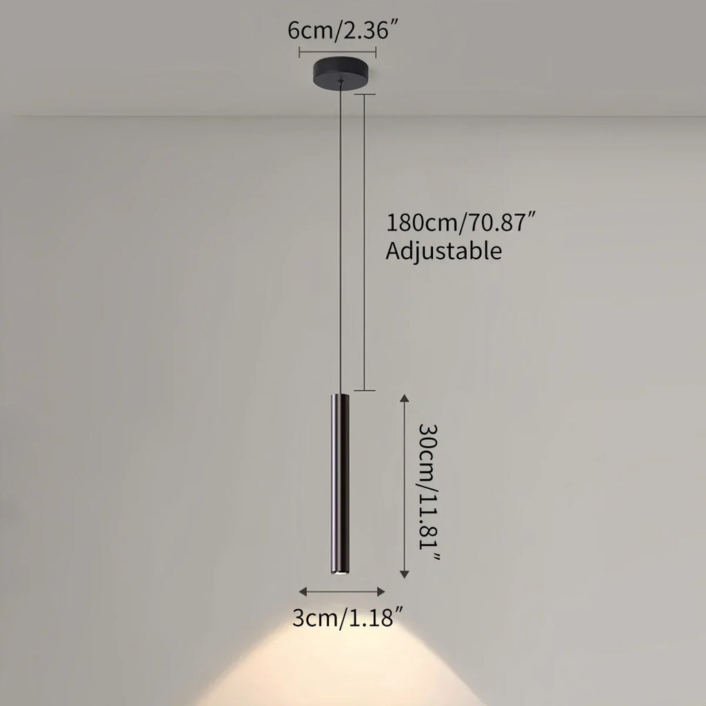 Moderne lange LED-Rohr-Pendelleuchte als Nachttischlampe | Desfino