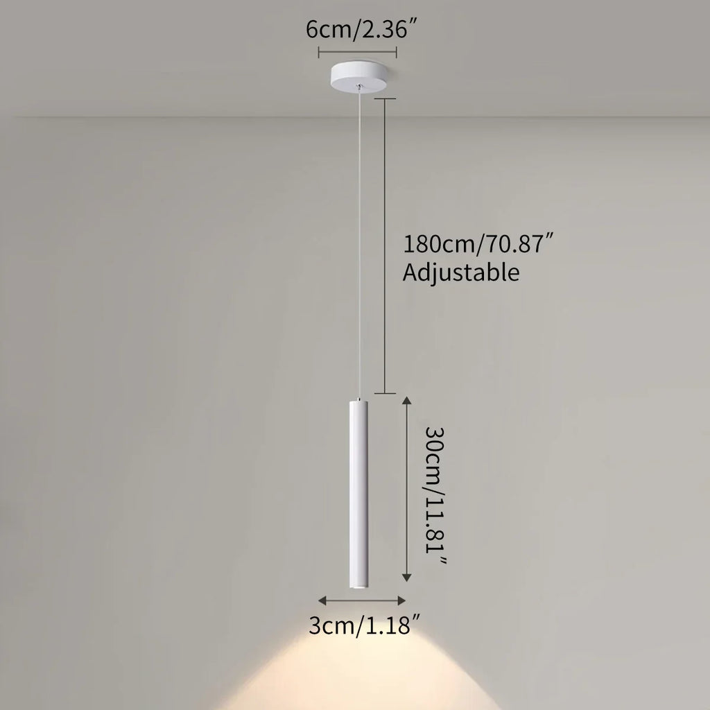 Moderne lange LED-Rohr-Pendelleuchte als Nachttischlampe | Desfino