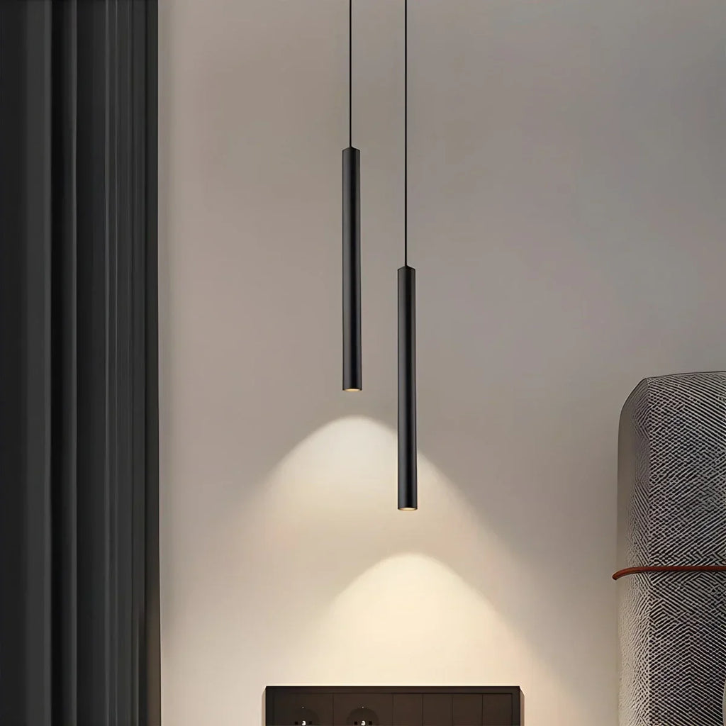 Moderne lange LED-Rohr-Pendelleuchte als Nachttischlampe | Desfino